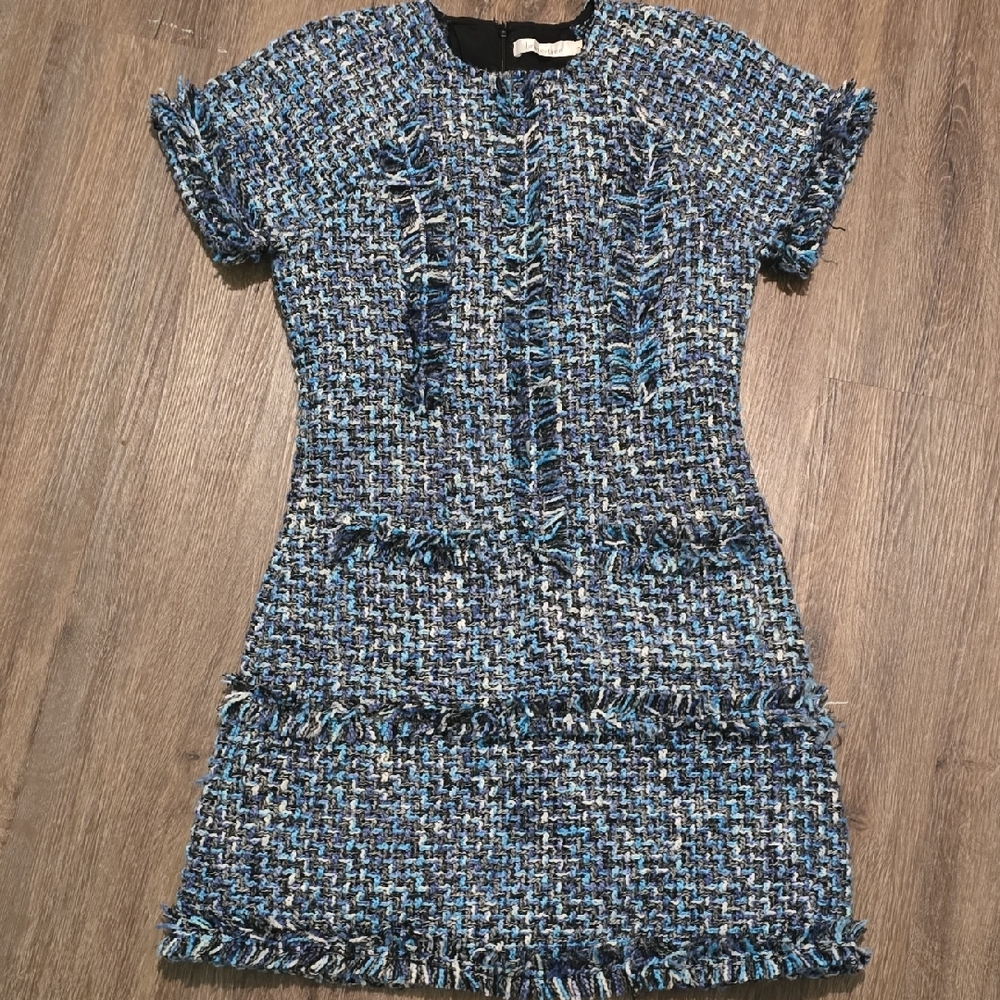 Anthropologie Blue Tweed Mini Dress